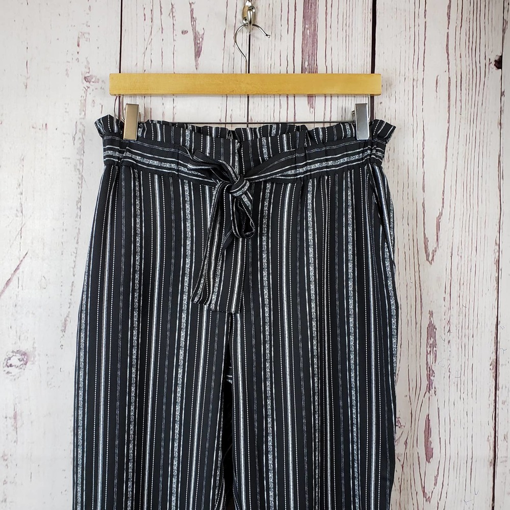 Joe B Pants Womens Size Medium Striped Pull On Stretch Waist Black